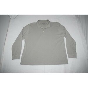 Eddie Bauer Polo Shirt Gray Long Sleeve Pima Poly Stretch Hiking Mens Size XL
